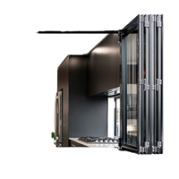 Puerta Plegable Vertical Moderna AOSTTER, Insonorizada, Resistente al Viento, con Rotura de Puente Térmico, Manijas Seguras, Doble Acristalamiento Low-E, de Aluminio, para Sótano