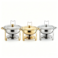 Ensemble de réchauds en acier inoxydable multicolores, capacité 4,5L 5,5L, 1/2/4 pièces, chauffe-plats pour buffet, utilisation hôtellerie-restauration, compatible lave-vaisselle