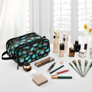 Portable Large Cosmetic <b>Storage</b> Organizer Bag Wild Flower Custom Design Women <b>Toiletry</b> Bag Travel Makeup Bag with Two Zipper - Product Image 5