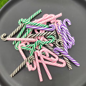 Dễ Thương Kawaii Resin Flatback Cabochons Scrapbooking Home Giáng Sinh Trang Trí Đất Sét Giáng Sinh Red White Kẹo Mía Craft - Product Image 5