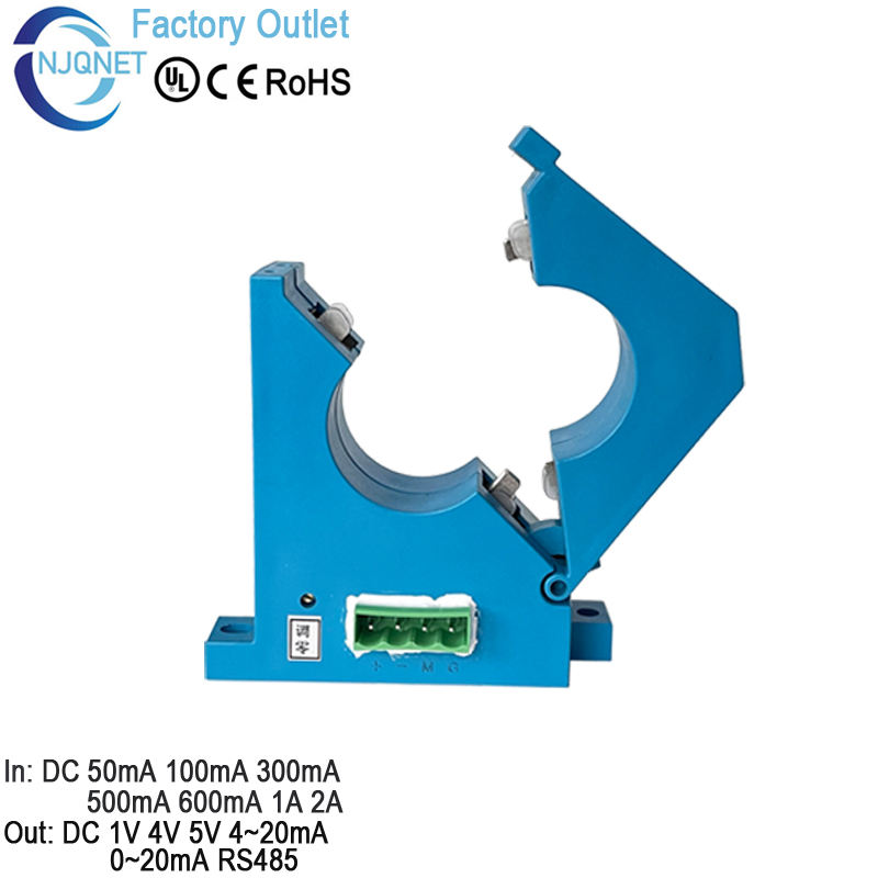 DC Leakage Current Sensor Hall Effect QNLCK2 100mA 300mA 500mA 1A 5V 4-20mA RS485 Clamp Ct Transformer Split Current Transducer