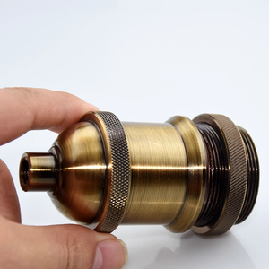Tête de lampe suspendue rétro Edison, support de lampe rétro européen et américain, tête de lampe E27 en cuivre pur antique brun électroplaqué - Product Image 2