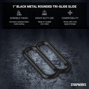Glissières triangulaires arrondies en métal noir pour sangles de sac, sangles de fusil, colliers pour chiens (en pouces) - Product Image 2