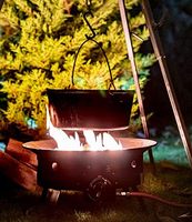 Brasero à gaz moderne avec pierres de lave, en acier inoxydable, portable, pour l'extérieur, avec couvercle, pour le camping et la grillade, 12 kW