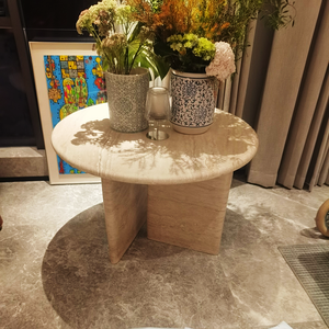 SW pietra OEM/ODM lucidato naturale travertino rotondo piani del tavolo travertino romano cucina sala da pranzo <span class=keywords><strong>mobili</strong></span> - Product Image 3