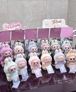 Popmart labubu ชุดมาการูนจากมอนสเตอร์ที่น่าตื่นเต้นกล่อง labubu ดั้งเดิม6ชิ้นกล่องปิดตาของเล่นตุ๊กตาผ้ากำมะหยี่ - Product Image 3