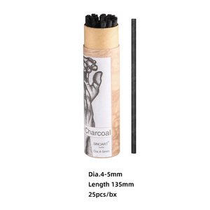 Set di 25 Matite di <span class=keywords><strong>Carboncino</strong></span> SINOART <span class=keywords><strong>a</strong></span> Basso MOQ, Bastoncini di <span class=keywords><strong>Carboncino</strong></span> di Salice Circa 4-5mm di Diametro per Disegno - Product Image 2