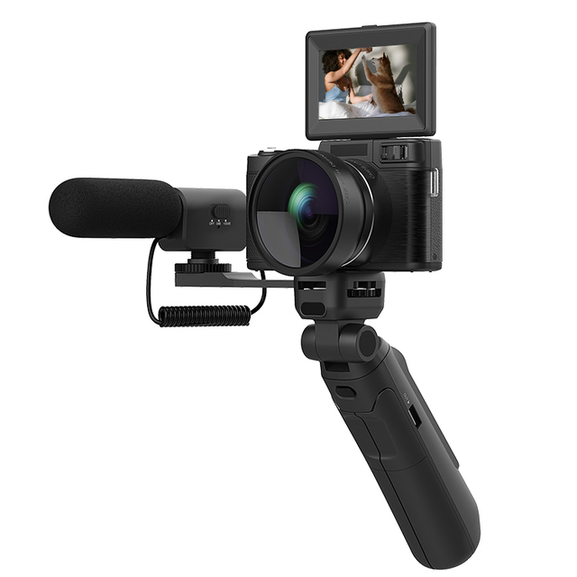 Vintage Style 4K HD Digital Camera with Flip Screen WiFi Connectivity 16X Digital Zoom Pop up Flash