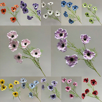Fleurs artificielles en soie effet feu d'artifice, Lotus Argenté, Fleur Papillon à 5 têtes, Tournesol, Cosmos, Matériel floral d'accentuation pour composition florale de bord de route