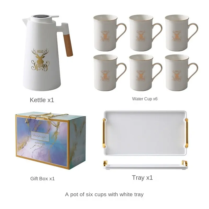 New arrival fancy drinkware coffee mug set modern luxury afternoon tea ceramic tea set with tray