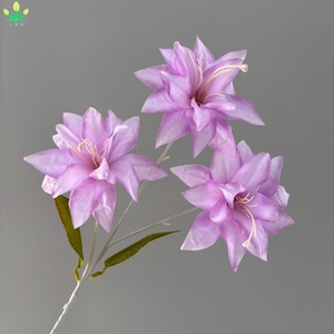 Rama de Flor de Lirio de Seda Artificial, Tallo Largo, 3 Cabezas, Ramo de Tallo Único para Decoración de Mesa en el Hogar, Bodas, Fiestas y Días Festivos - Product Image 2