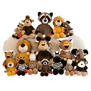 Venta al por mayor de fábrica: <span class=keywords><strong>Animales</strong></span> de peluche suaves de la <span class=keywords><strong>selva</strong></span> y el bosque, incluyendo tigre, jirafa, león, mono, chimpancé, zorro, de algodón PP. - Product Image 1