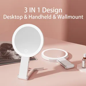 M32 Portable Handheld Desktop Wallmount 3 In 1 Rechargeable 1X/10X LED Makeup Mirror