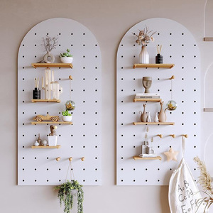 Custom Solid Wood Perforated Arched <b>Wall</b> <b>Shelf</b> For Storage Display Rack Living Room <b>Wall</b> <b>Mounted</b> Irregular Shape - Product Image 1