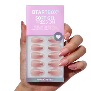 เล็บปลอม BTArtbox แบบเจลนิ่ม ปลายเฟรนช์ ทรงอัลมอนด์สั้น คุณภาพสูง นำกลับมาใช้ใหม่ได้ ทำด้วยมือ ขายส่ง - Product Image 1