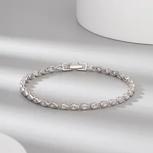 Peri taglio 4mm Cubic Zirconia bracciale 14K placcato oro S925 argento Sterling personalità Design Tennis impilato lunetta CZ