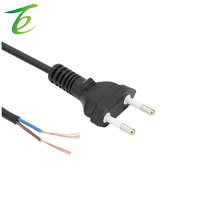 Cable de alimentación de dos núcleos con enchufe brasileño, 2 enchufes, extremo desnudo negro, estándar brasileño, eléctrico, de cobre puro - Product Image 1