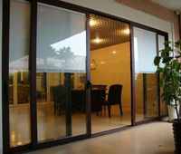 Pintu Geser Kaca Tunggal Modern Rangka Aluminium Kaca Tempered untuk Ruang Tamu Apartemen