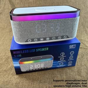 Haut-parleur portable sans fil à batterie de 10 W avec éclairage LED RVB, <span class=keywords><strong>radio</strong></span> FM, prise en charge de la carte mémoire, réveil - Product Image 2