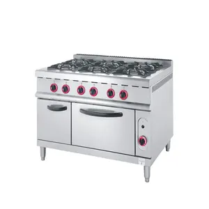 Gas Stove And Oven Linkrich JZH-TQ-6 6-Burner Gas Stove Electric Oven Stainless Steel Kitchen Cooking Range Industrial Restaurant Use Built-in