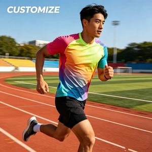XH Custom Logo Digital Print Knitted Sporty Marathon Team Event Promotion Men's Eco-Friendly Anti-Pilling Polyester T-Shirt - Product Image 1