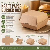 Caja de Embalaje para Hamburguesas y Papas Fritas, de Papel Kraft Biodegradable e Impermeable de 6 Pulgadas, Impresa Personalizada, con Diseño en Relieve, Reciclada