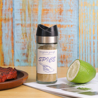 Pot à épices en verre rond de 90 ml avec étiquette et logo personnalisés, couvercle à vis anti-fuite pour application en cuisine de restaurant