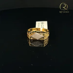 Elegant <b>mens</b> gold <b>ring</b> with diamond cluster design geometric pattern durable finish perfect for daily wear and special occasions - Product Image 1