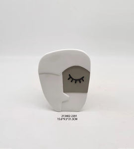 Jarrón decorativo de cerámica con cara humana distorsionada Irregular creativa nórdica arreglo floral colorido - Product Image 4