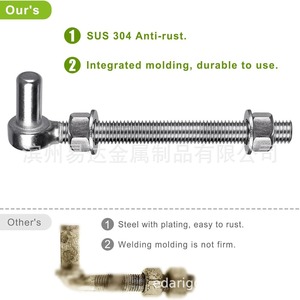 Bisagras de Puerta Tipo J de Acero Inoxidable de 6, 8 y 10 Pulgadas de Longitud, Herrajes Industriales para Puertas de Granja, Fácil Instalación - Product Image 5