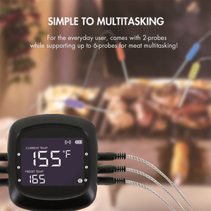 Termómetro Digital Inalámbrico para Cocinar Carne Hypersynes Pro-05 con 6 Sondas de Acero Inoxidable de 130 cm, Temperatura Preestablecida y Temporizador de Plástico - Product Image 4