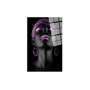 Impresión en Vidrio de Arte de Mujer Africana: Diseño Gráfico Étnico, Arte en Lienzo, ARTE EN VIDRIO TEMPLADO - Product Image 2
