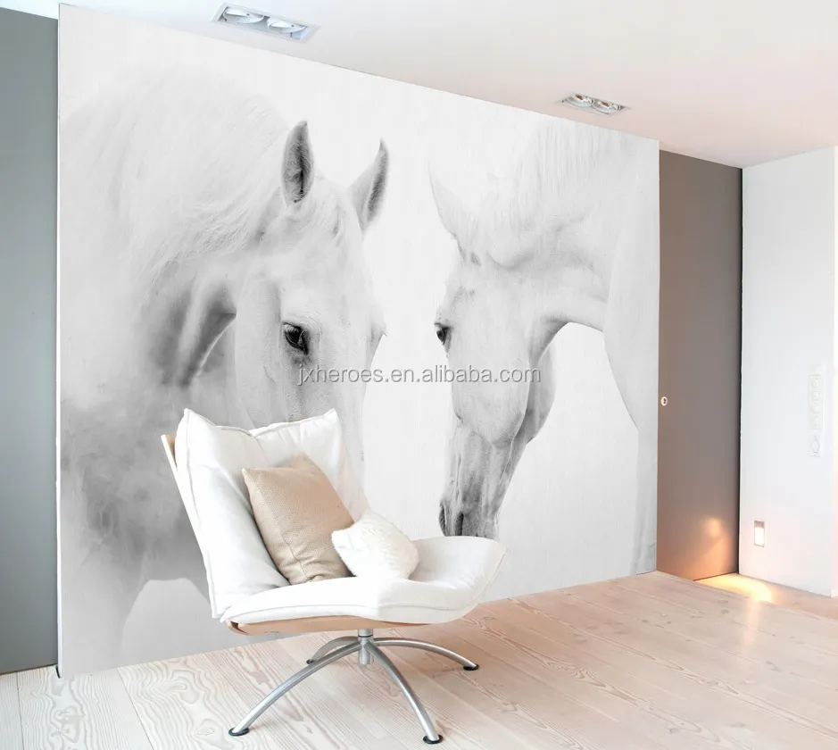 Minimalist White Horse Design Modern Style Living Room Bedroom Wall Mural Wallpaper 3D