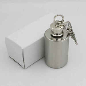 Miniature gourde isotherme en acier inoxydable de 1 oz, design cylindrique, isolation thermique, anti-fuite, accessoire porte-clés - Product Image 4