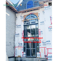 Fenêtres et portes en bois revêtues d'aluminium avec verre trempé fixe vertical moderne haute performance Huasin pour le marché du Canada et des États-Unis