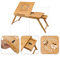 Table de lit en bambou OEM en gros avec tiroir de rangement, surface ventilée et pieds pliables pour la maison, le bureau et l'étude