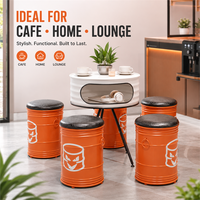 Ensemble de table et de sièges en forme de baril d'huile orange sur mesure pour café, bar, pub, petits espaces commerciaux