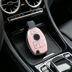 Housse de clé en cuir pour <span class=keywords><strong>Mercedes</strong></span> Benz Classe C E M S CLS CLA GLK GLA GLC GLE <span class=keywords><strong>AMG</strong></span>, mignonne et féminine - Product Image 2