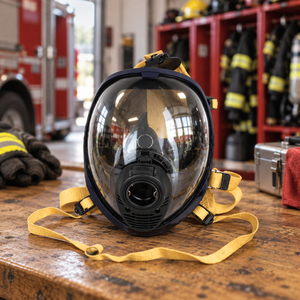 Masque intégral pour usine chimique avec visière panoramique et raccord rapide pour SCBA de pompier - Product Image 2