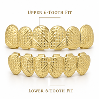 BES Fashion Hip Hop Grillz en laiton plaqué or 14K en forme de dents, bijoux corporels unisexe pour Halloween, anniversaire ou fêtes