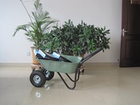 Chariot de jardin à 2 roues, chariot à benne basculante avec poignée et roues larges de 10 pouces, chariot utilitaire de jardin facile à charger
