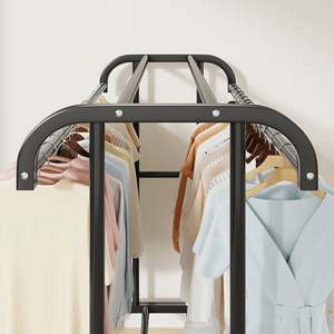 Perchero Metálico de Gran Capacidad con Estante Superior, Perchero Móvil para Secar Ropa, Organizador de Ropa para Dormitorio, Balcón - Product Image 4