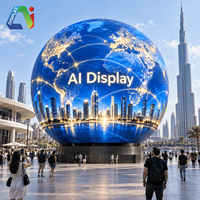 Écran LED sphérique d'intérieur AI P1.5 P1.8 P2, mur vidéo LED 7680Hz à taux de rafraîchissement élevé, écran globe LED pour exposition, musée, publicité