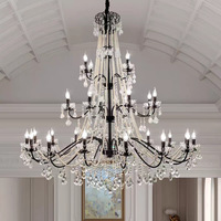 Lustre en cristal vintage de style français, design de branche LED de luxe, grand luminaire de plafond pour villa, salon, duplex, escalier