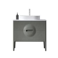 Meuble de salle de bain au design minimaliste Meuble-lavabo de salle de bain en contreplaqué avec lavabo simple