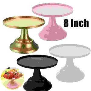 Rak kue bulat 8 inci, besi tempa sangat indah rak kue dasar makanan penutup berdiri tampilan kue bulat pemegang Cupcake ulang tahun pernikahan - Product Image 3