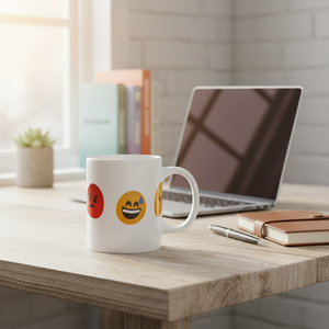Tazza in porcellana da 33cl, nera con design emoticon - faccine - Product Image 3