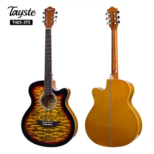 Taysteセミアコースティックギター初心者キットギターバッグ付き40インチサイズパッケージ、ギターストリングセット、カポ、ストラップ、チューナー販売中