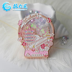 Elektroliz gül altın Wuhan yumuşak emaye quicksand buzdolabı sticker özel doğal nokta metal buzdolabı sticker özel - Product Image 5