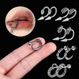 Trendy Punk Style Gothic Surgical Steel Hypoallergenic Animal <strong>Octopus</strong> Tentacle Lip Stud <strong>Earrings</strong> - Product Image 2